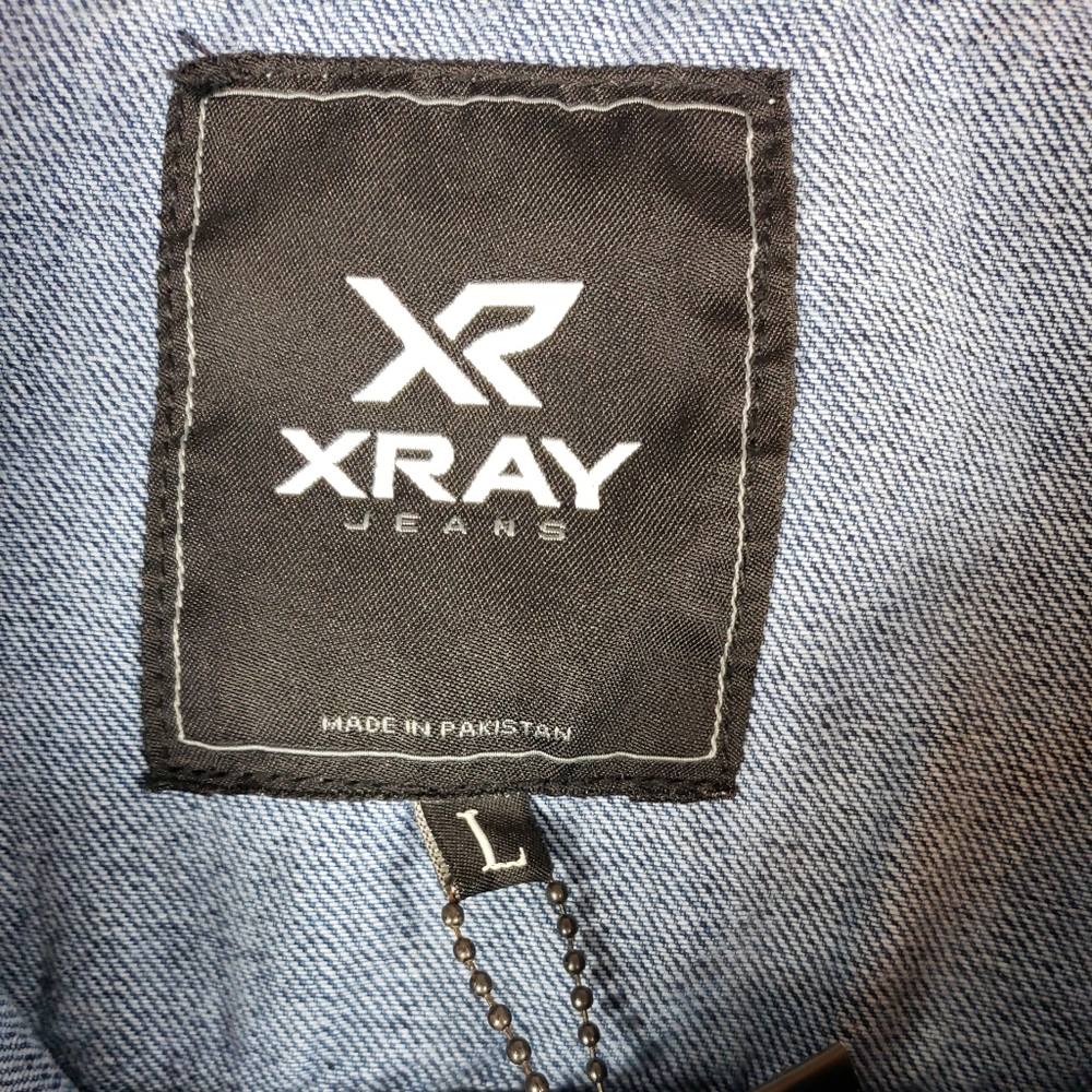 Xray Jean Jacket Men's Large Distressed Denim Button Down NEW - Picture 3 of 9